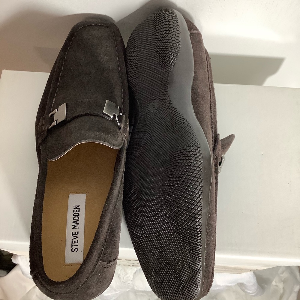 Steve Madden Spectrim Brown Suede Loafers - Picture 6 of 6